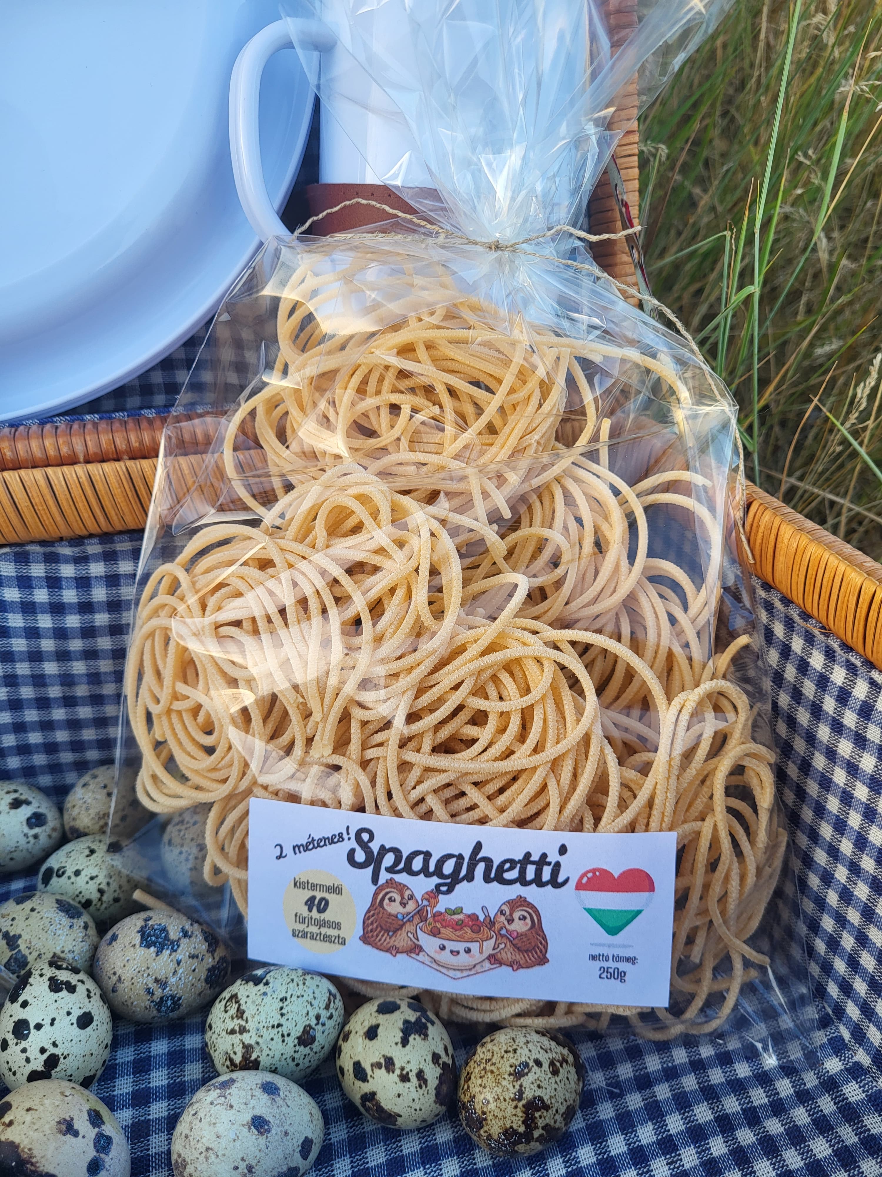 Kézműves 40 fürjtojásos, 2 méteres spagetti – 250 g